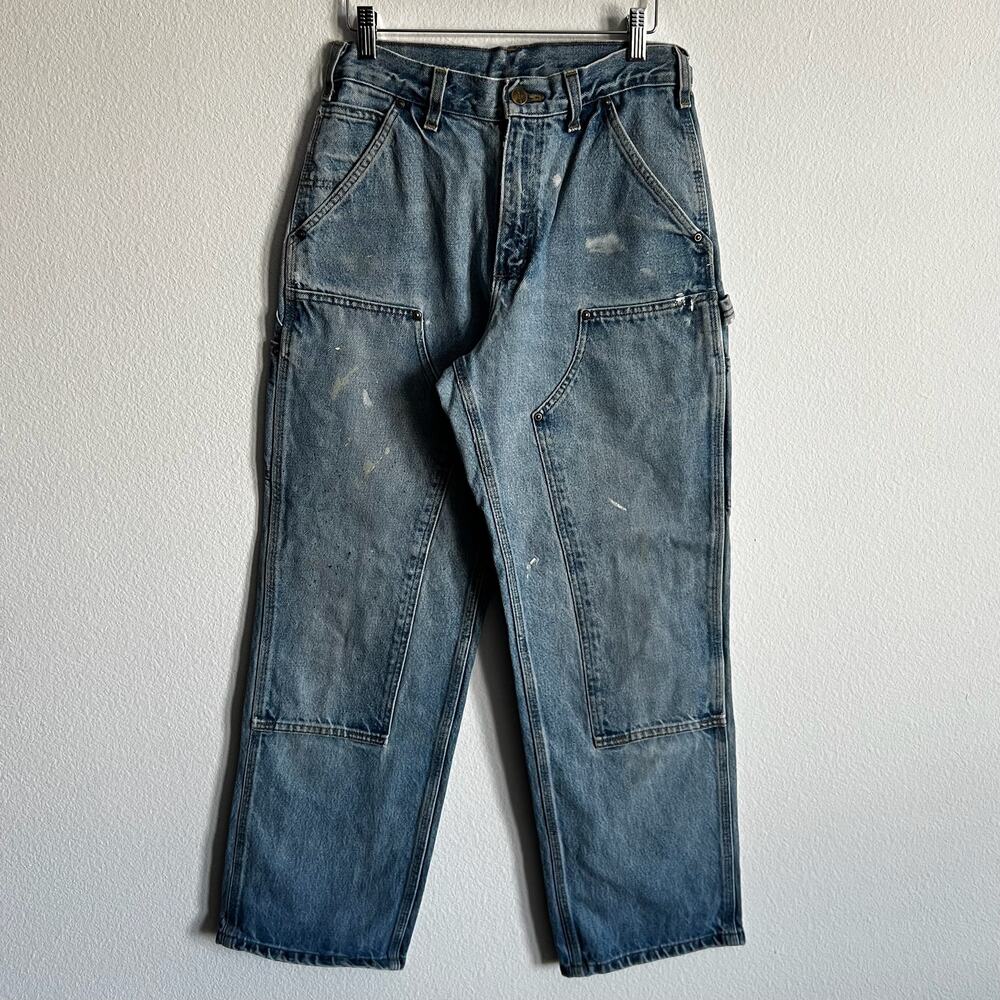 Carhartt B73 DST blue denim double knee work wear carpenter pants